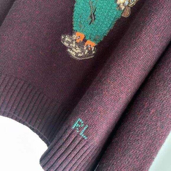 Polo Ralph Lauren Maroon Sweater with Bear Motif - Picture 5 of 6